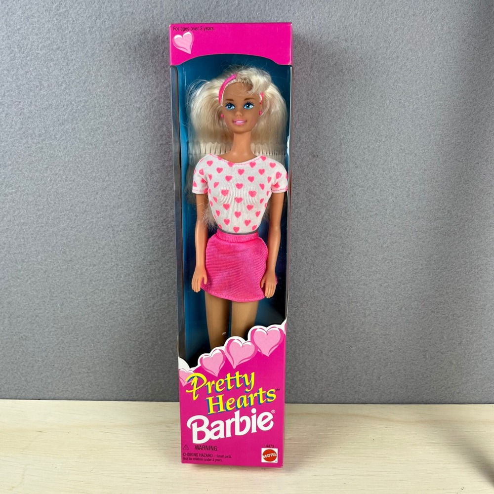 Vintage 1995 Mattel Pretty Hearts Barbie Doll 14473 New in Box Blonde Pink